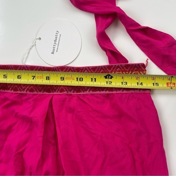 Rusttydustty Hot Pink Geometric Embroidered Tube Top Wide Leg Jumpsuit Medium - Picture 9 of 11